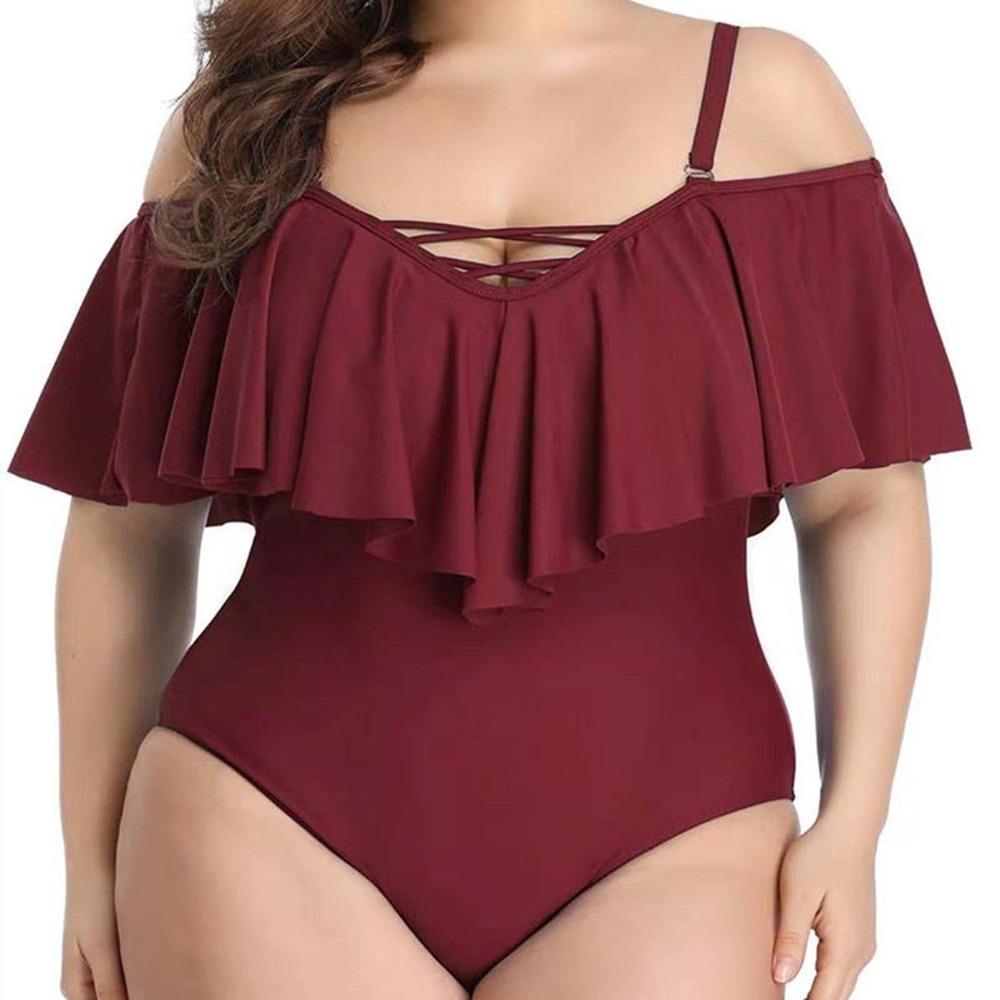 Ruffled plus size slimming one piece bikini